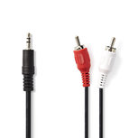 Nedis CAGT22200BK15 Stereo Audiokabel 3,5 Mm Male - 2x Rca Male 1,5 M Zwart Nedis CAGT22200BK15 Stereo Audiokabel 3,5 Mm Male - 2x Rca Male 1,5 M Zwart