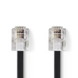 Nedis TCGB90200BK50 Telecomkabel Rj11 (6p4c) Female - Rj11 (6p4c) Female Plat 5,00 M Zwart Nedis TCGB90200BK50 Telecomkabel Rj11 (6p4c) Female - Rj11 (6p4c) Female Plat 5,00 M Zwart