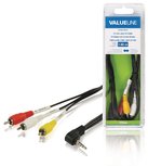 Valueline VLVB22400B10 3,5 mm Jack Av Kabel Mannelijk - 3x Rca Mannelijk 1,00 M Zwart Valueline VLVB22400B10 3,5 mm Jack Av Kabel Mannelijk - 3x Rca Mannelijk 1,00 M Zwart